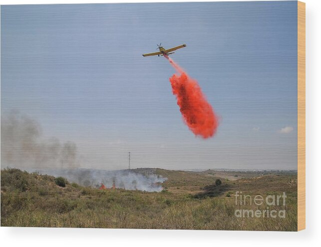 Wild Wood Print featuring the photograph Aircraft Dropping Fire Retardant On A Wildfire by Photostock-israel/science Photo Library