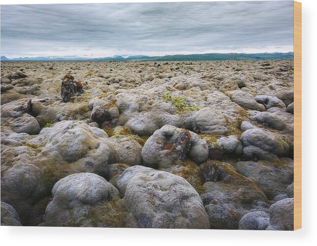Landscape Wood Print featuring the photograph Alien Iceland Landscape With Lava Field by Ivan Kmit