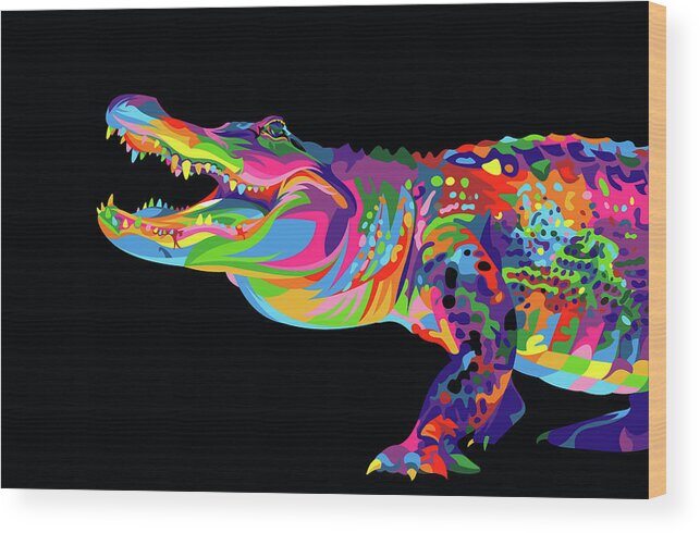 Alligator Wood Print featuring the digital art Alligator by Bob Weer