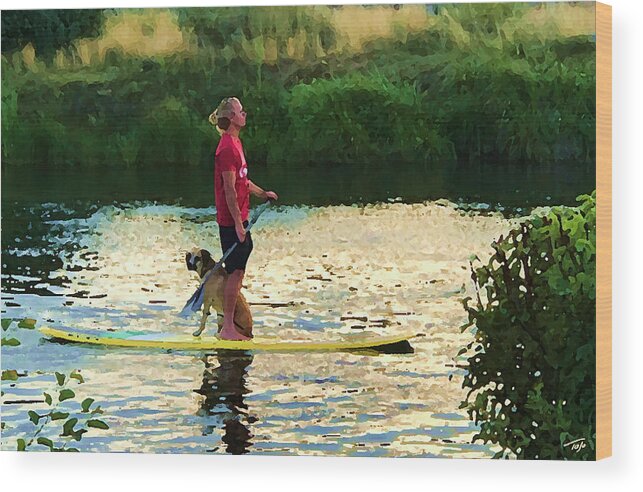 Paddle Board Wood Print featuring the photograph Along for the Ride by Tom Johnson