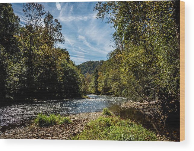Oconaluftee Wood Print featuring the photograph Along Oconaluftee River Trail by Susie Weaver