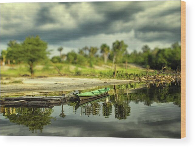 Scenics Wood Print featuring the photograph Amazon Boat by By Kim Schandorff