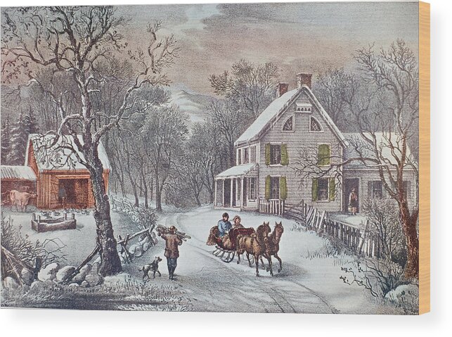 Horse Wood Print featuring the photograph American Homestead Winter by Hulton Archive