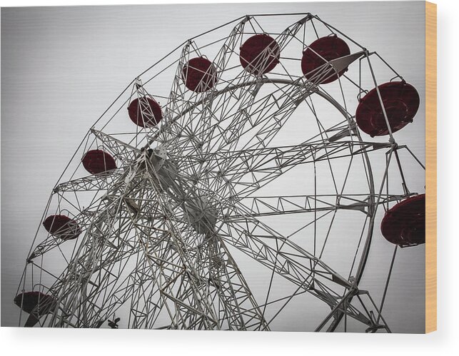 Empty Wood Print featuring the photograph Amusement Park by Aluma Images