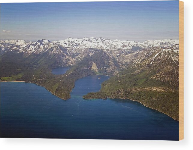 Tranquility Wood Print featuring the photograph An Aerial Photograph Of Lake Tahoe And by Rachid Dahnoun