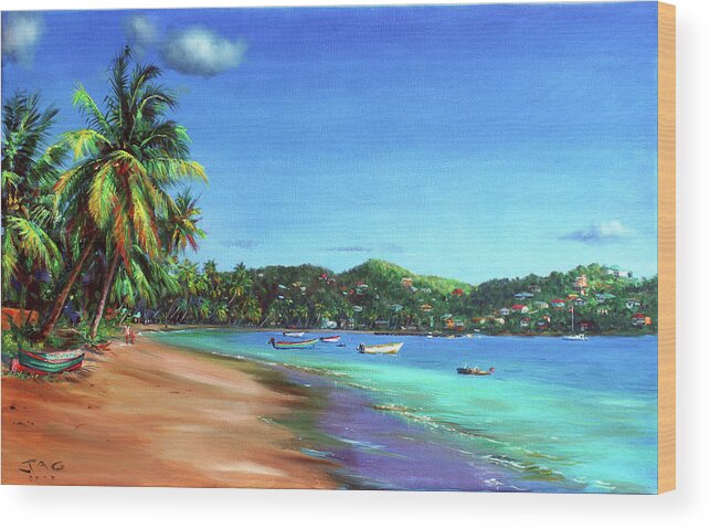 Caribbean Art Wood Print featuring the painting Anbakoko 3 by Jonathan Gladding