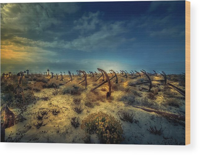 Anchors Graveyard Wood Print featuring the photograph Anchors drop by Micah Offman