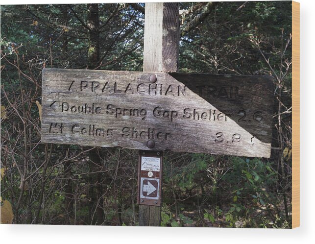 Appalachian Trail Wood Print featuring the photograph Appalachian Sign by Joe Leone