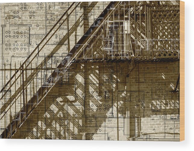 Architecture Wood Print featuring the painting Architecture Drawing I by Sisa Jasper