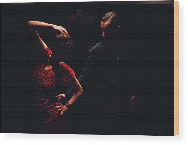 Heterosexual Couple Wood Print featuring the photograph Argentina, Buenos Aires, Tango Dancers by Christopher Pillitz