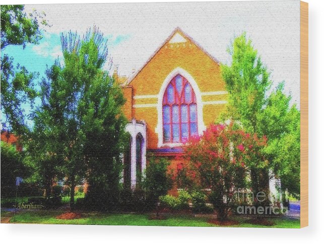 American Churches Wood Print featuring the mixed media Asbury Church Blossoms by Aberjhani