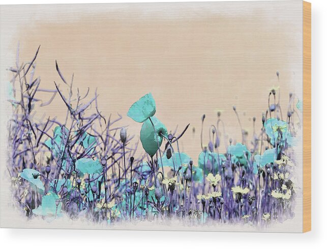 Wildflowers Wood Print featuring the digital art At Dawn by Alex Mir