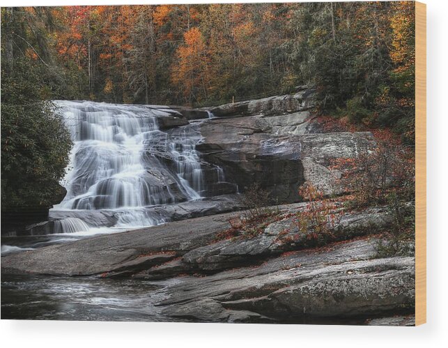 Triple Falls Wood Print featuring the photograph At The Base Of Triple Falls by Carol Montoya