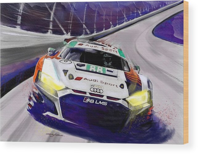 Audi Wood Print featuring the mixed media Audi R8 LMS Ready for 24 Hrs of Daytona by Shehan Wicks