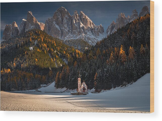 Dolomites Wood Print featuring the photograph Autumn And Winter In Dolomites by ?ukasz Winiarski
