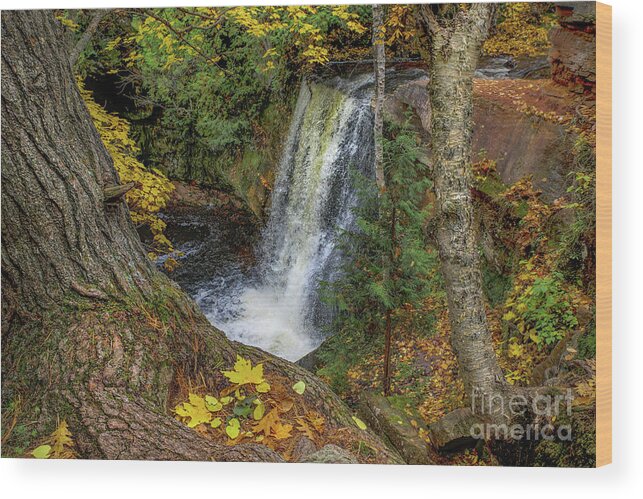Waterfalls Wood Print featuring the photograph Autumn Colors Hungarian Waterfalls Keweenaw Michigan by Norris Seward