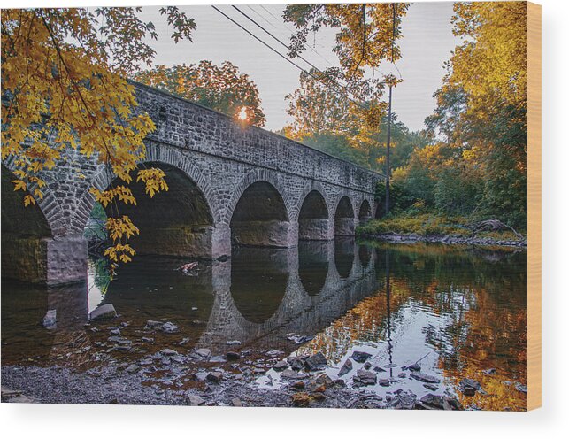 Autumn Wood Print featuring the photograph Autumn in Evansburg - Skippack Creek by Bill Cannon