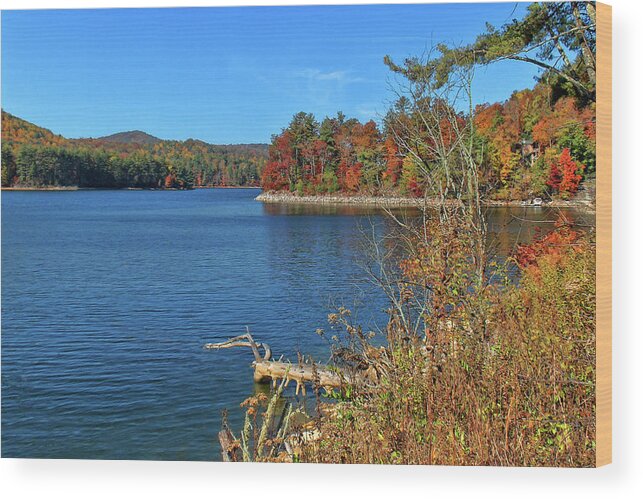 Lake Glenville Wood Print featuring the photograph Autumn In North Carolina by HH Photography of Florida