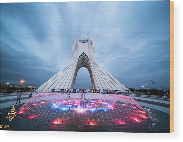 Iran Wood Print featuring the photograph Azadi Tower, Tehran, Iran by Kamran Ali