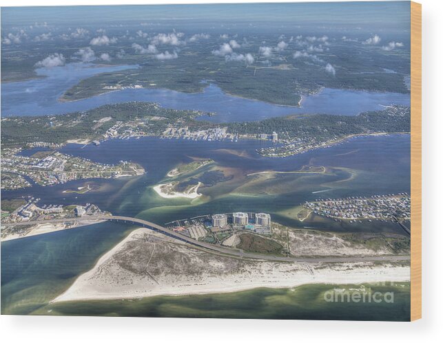 Gulf Shores Wood Print featuring the photograph Backwaters 5122 by Gulf Coast Aerials -