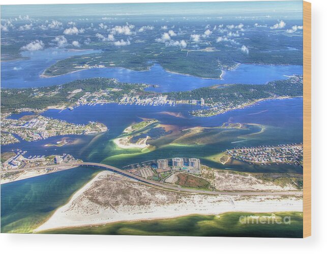 Gulf Shores Wood Print featuring the photograph Backwaters 5122 tonemapped by Gulf Coast Aerials -
