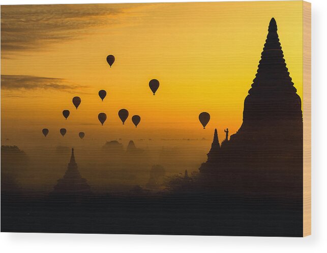 Asia Wood Print featuring the photograph Balloons by Witold Ziomek