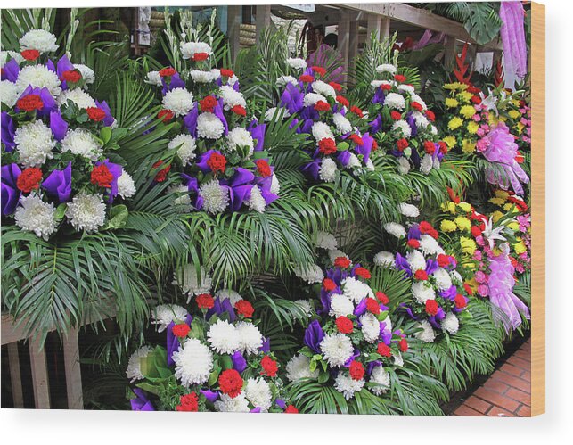 Flowers Wood Print featuring the photograph Bangkok, Thailand - Flower Market by Richard Krebs