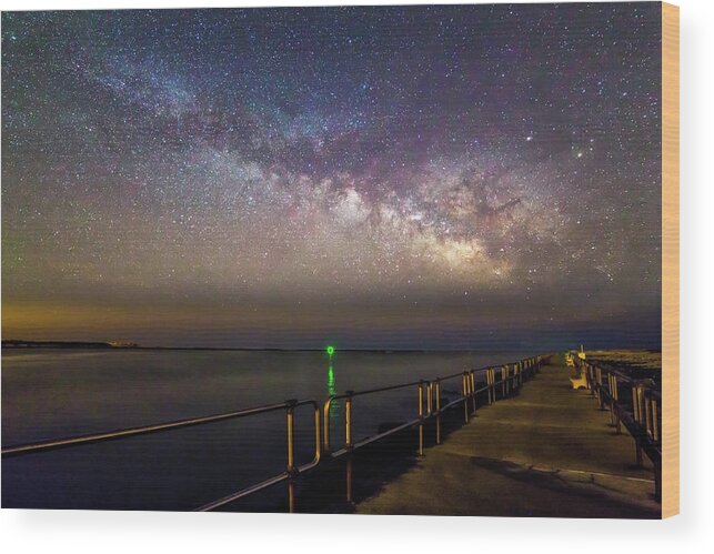 Milky Way Wood Print featuring the photograph Barnegat Light State Park Milky Way by Susan Candelario