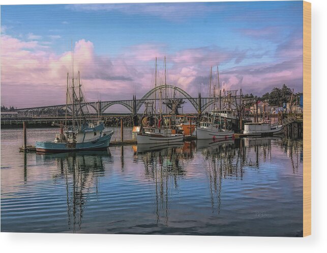 Fishing Wood Print featuring the photograph Bayfront Skies by Bill Posner