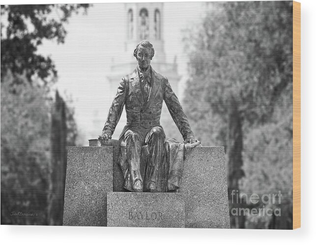 Baylor University Wood Print featuring the photograph Baylor University Judge Baylor Statue by University Icons