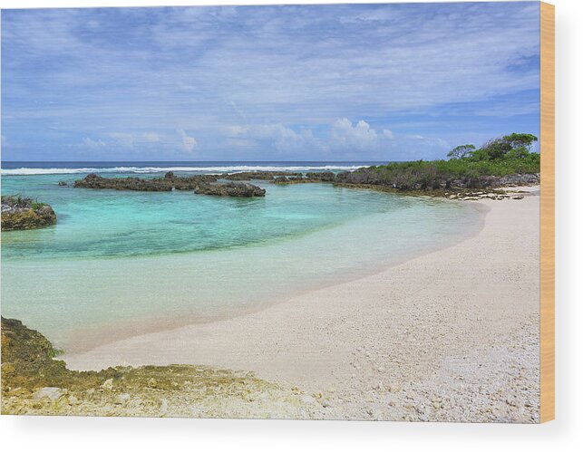 Water's Edge Wood Print featuring the photograph Beach At Banana Bay, Eton,efate Island by Peter Unger