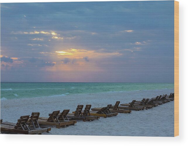 Beach Wood Print featuring the photograph Beach Chairs by Lorraine Baum