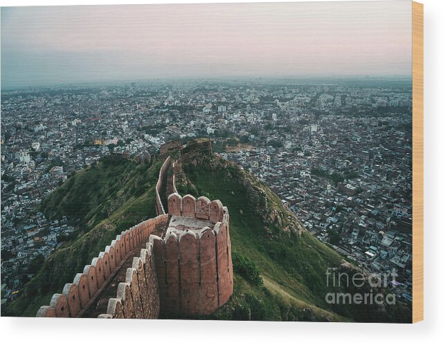 Scenics Wood Print featuring the photograph Beautiful Sunset Landscape Of Nahargarh by Skaman306