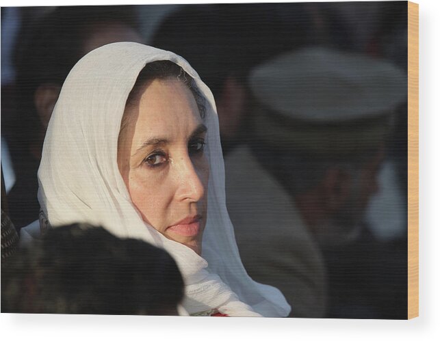 Benazir Bhutto Wood Print featuring the photograph Benazir Bhutto Killed In Suicide Attack by John Moore