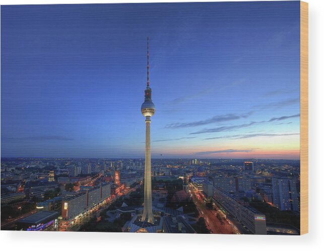 Alexanderplatz Wood Print featuring the photograph Berlin, Alexanderplatz, Dusk by Michele Falzone