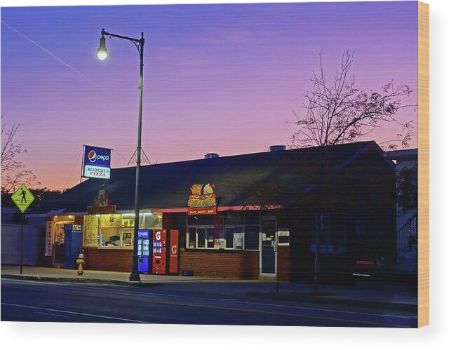 Revere Wood Print featuring the photograph Bianchis on Revere Beach at Dusk Revere MA by Toby McGuire