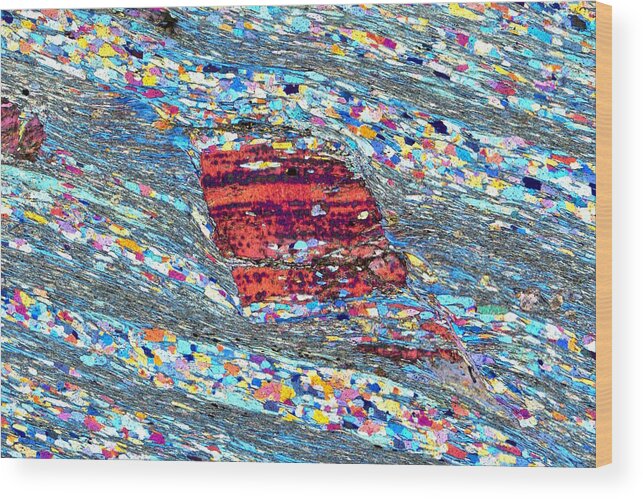 Rock Wood Print featuring the photograph Biotite in Schist by - MicROCKScopica -