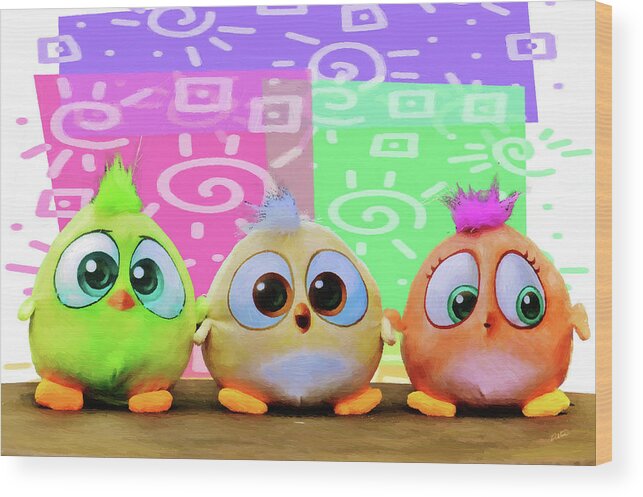 Children Wood Print featuring the painting Birds in the Nursery by Dean Wittle