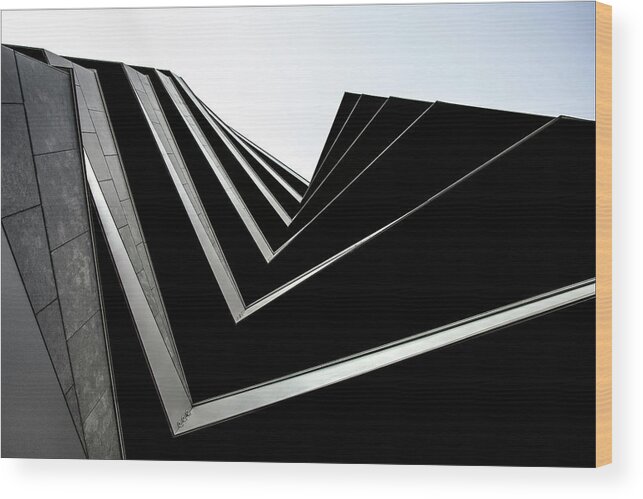 Abstract Wood Print featuring the photograph Black Balconies by Gilbert Claes