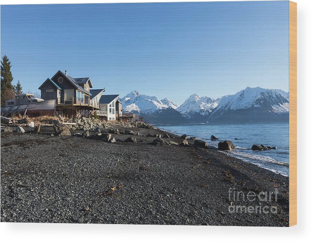 Beach Wood Print featuring the photograph Black sand beach in Seward Alaska by Louise Heusinkveld