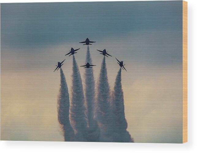 2018 Wood Print featuring the photograph Blue Angels Delta Burst by Donna Corless