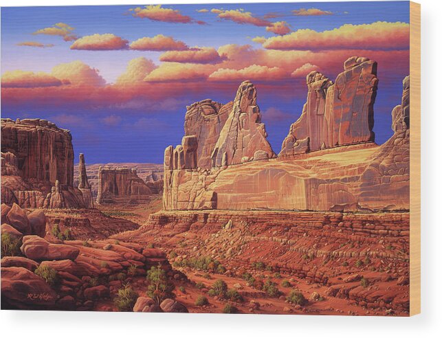 Mountain Range Wood Print featuring the painting Blue Horizon by R W Hedge