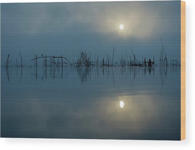 Sun Wood Print featuring the photograph Blue Sun by Kouji Tomihisa