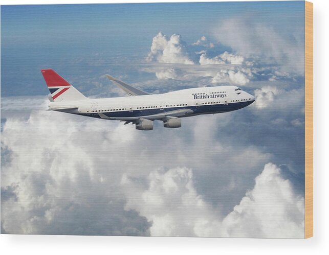 British Airways Boeing 747 Wood Print featuring the digital art Boeing 747-436 G-CIVB by Airpower Art