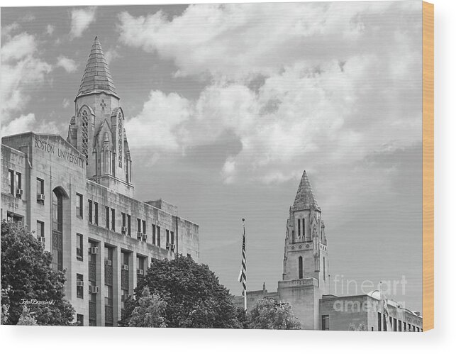 Boston Wood Print featuring the photograph Boston University Towers by University Icons