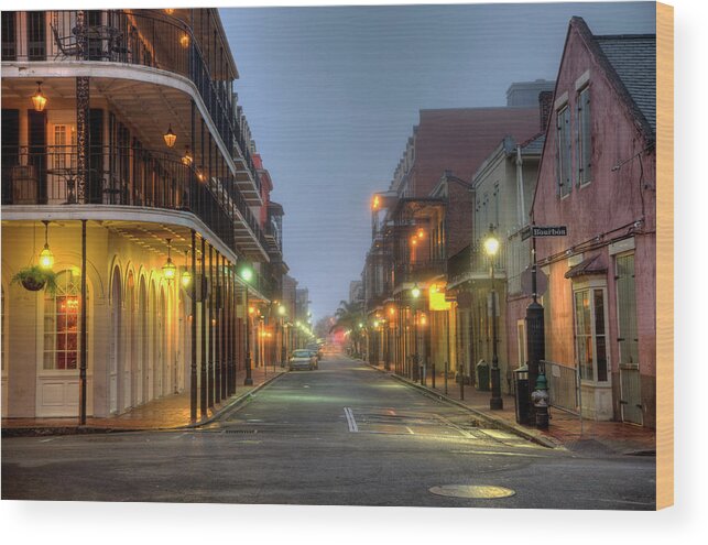 Built Structure Wood Print featuring the photograph Bourbon Street by Denistangneyjr