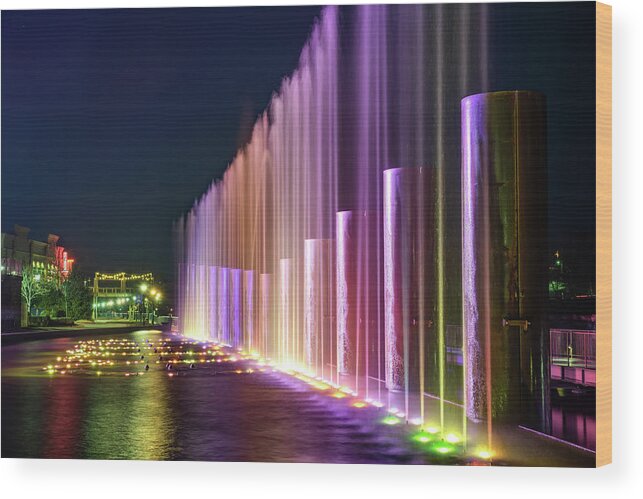 America Wood Print featuring the photograph Branson Landing Fountain Waters Along Lake Taneycomo by Gregory Ballos
