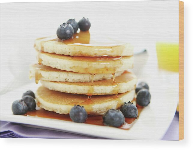 Breakfast Wood Print featuring the photograph Breakfast Table With Pancakes by Kirin photo