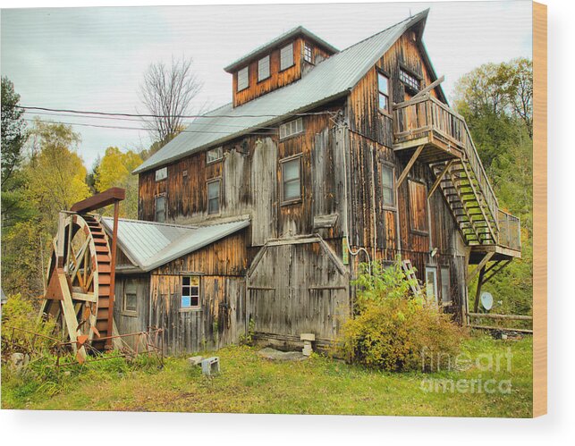 Grist Mill Wood Print featuring the photograph Brewster River Grist Mill by Adam Jewell
