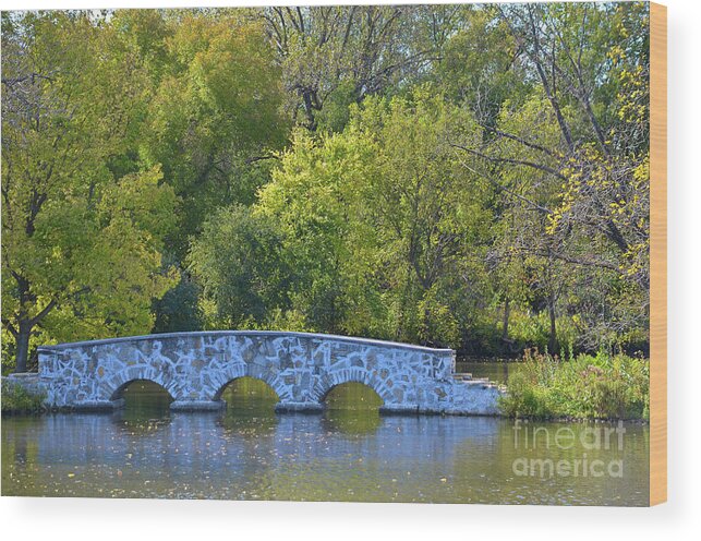 Nature Wood Print featuring the photograph Bridge to Autumn by Deb Halloran
